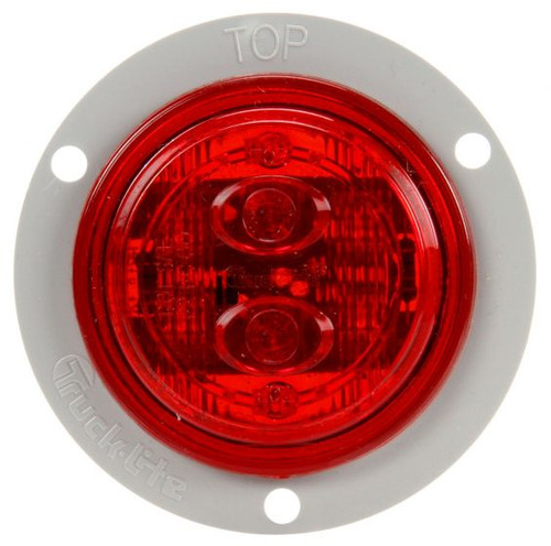 30386R 30 SERIES, LOW PROFILE, LED, RED ROUND, 6 DIODE, MARKER CLEARANCE LIGHT, PC, GRAY POLYCARBONATE FLANGE MOUNT, FIT 'N FORGET M/C, 12V