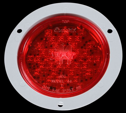 44022R SUPER 44, LED, RED, ROUND, 42 DIODE, STOP/TURN/TAIL, GRAY FLANGE MOUNT, FIT 'N FORGET S.S., STRAIGHT PL-3 FEMALE, 12V, KIT
