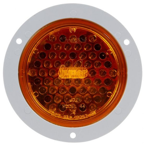 44214Y SUPER 44, LED, STROBE, 42 DIODE, ROUND YELLOW, GRAY FLANGE MOUNT, METALIZED, FIT 'N FORGET S.S., 12V