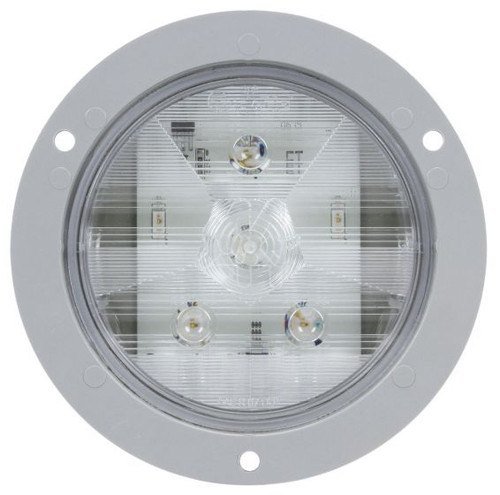 44344C SUPER 44, LED, CLEAR ROUND, 6 DIODE, BACK-UP LIGHT, GRAY FLANGE MOUNT, FIT 'N FORGET S.S., 12V