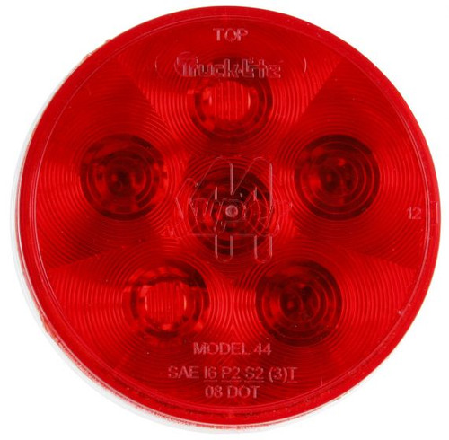 44350R SUPER 44, LED, RED, ROUND, 6 DIODE, STOP/TURN/TAIL, HARDWIRED, STRIPPED END, 12V