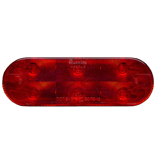 Truck-Lite 60602R - 60 Series LED Red Oval 6 Diode Stop Turn Tail Light with Grommet Mount, Heated