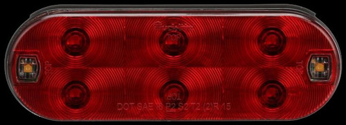 Truck-Lite 60610R - 60 Series LED Red/Clear Oval 8 Diode Stop Turn Tail and Backup Light, Grommet Mount, Hardwired, Heated