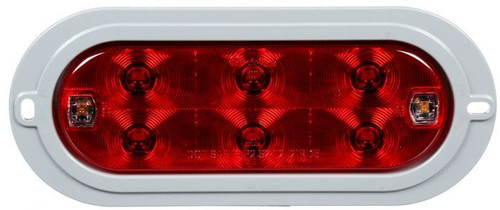 Truck-Lite 60630R - 60 Series Led Red/Clear Oval 8 Diode Stop/Turn/Tail And Backup Flange Mount Hardwired Heated Truck Light