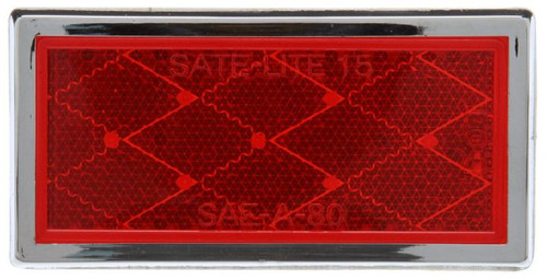 32 SIGNAL-STAT, RECTANGLE, RED, REFLECTOR, CHROME ACRYLIC ADHESIVE MOUNT