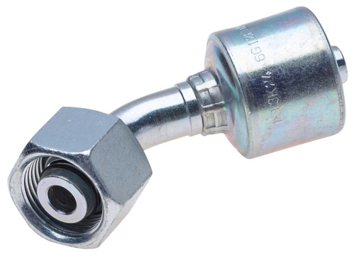 Gates G25725-0816 - MegaCrimp Female DIN 24 Cone Swivel Heavy Series with O-Ring 45 Bent Tube Hydraulic Coupling
