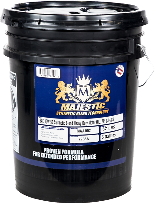 Majestic MAJ15W505G - Heavy Duty Synthetic Blend 15W50 Motor Oil, 5 Gallon