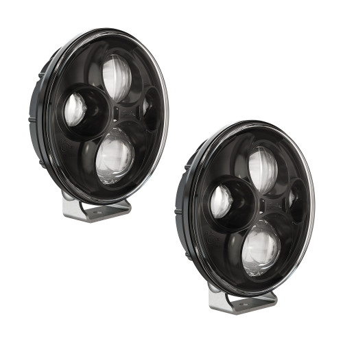 0551693 12-24V ECE LED HIGH BEAM WITH BLACK INNER BEZEL & PEDESTAL MOUNT - 2 LIGHT KIT