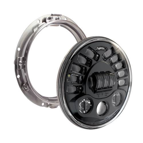 0555051 12V DOT/ECE LED HIGH & LOW BEAM ADAPTIVE HEADLIGHT WITH BLACK INNER BEZEL AND MOUNTING RING