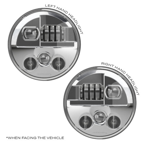 0557493 LED HEADLIGHT - MODEL 8730 SHALLOW 7" ROUND, CHROME (PAIR)