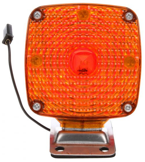 950 SIGNAL-STAT, INCANDESCENT, RED/YELLOW SQUARE, 1 BULB, DUAL FACE, 1 WIRE, PEDESTAL LIGHT, SURFACE MOUNT, CHROME, PACKARD CONNECTOR