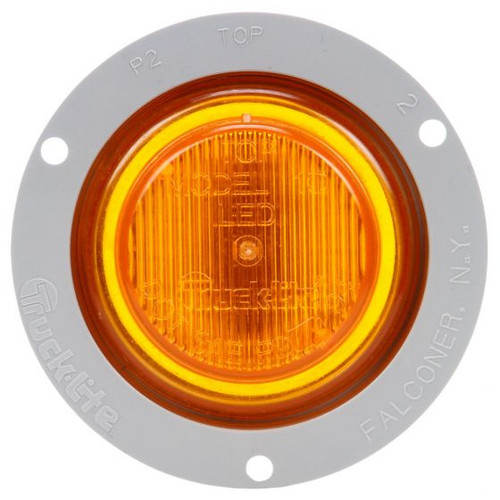 10051Y3 10 SERIES, LED, YELLOW ROUND, 2 DIODE, MARKER CLEARANCE LIGHT, P2, GRAY POLYCARBONATE FLANGE MOUNT, FIT 'N FORGET M/C, FEMALE PL-10, 12V, KIT, BULK