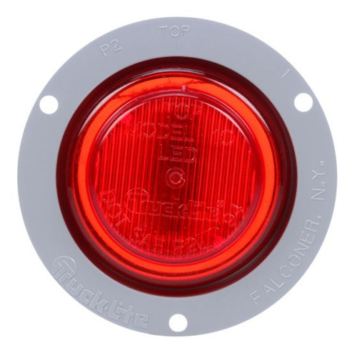 Truck-Lite 10251R3 - 10 Series Led Red Round 2-Diode Marker Clearance Light, P2, Gray Polycarbonate Flange Mount, Fit 'N Forget, 12V