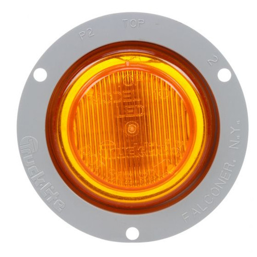10251Y3 10 SERIES, LED, YELLOW ROUND, 2 DIODE, MARKER CLEARANCE LIGHT, P2, GRAY POLYCARBONATE FLANGE MOUNT, FIT 'N FORGET M/C, 12V, BULK
