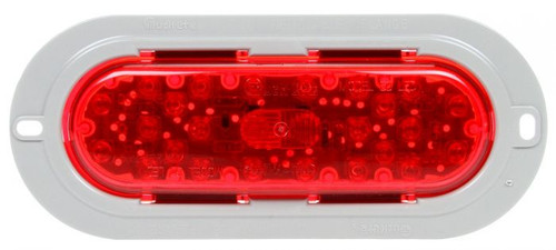 60252R3 60 SERIES, LED, RED, OVAL, 26 DIODE, STOP/TURN/TAIL, GRAY FLANGE MOUNT, FIT 'N FORGET S.S., 12V, BULK