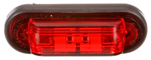 Truck-Lite 26310R3 - 26 Series Incandescent Red Oval Two Bulb Marker Clearance Light, P2 Rated, Black Rubber Two Screw Mount, Hardwired, Stripped End, 12V, Bulk