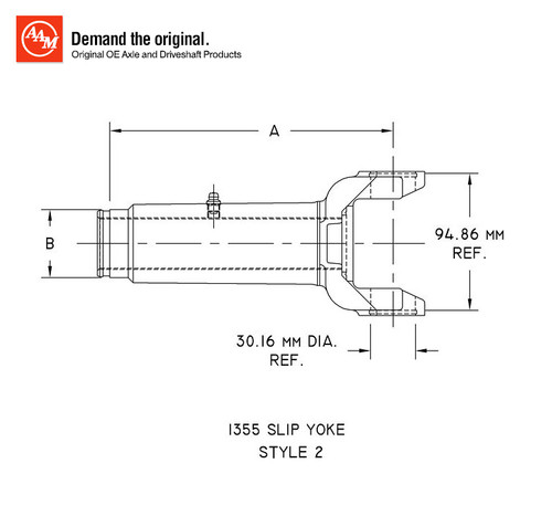 American Axle 40038344 - 1355 Series Slip Yoke