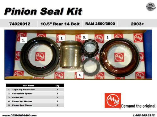 American Axle 74020012 - 10.5" Rear Differential Pinion Seal Kit Dodge 2500/3500 03+