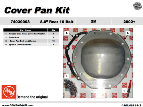 American Axle 74030003 - GM 8 inch Differential Cover Kit With Steel Coverpan, Gasket, And Mounting Bolts