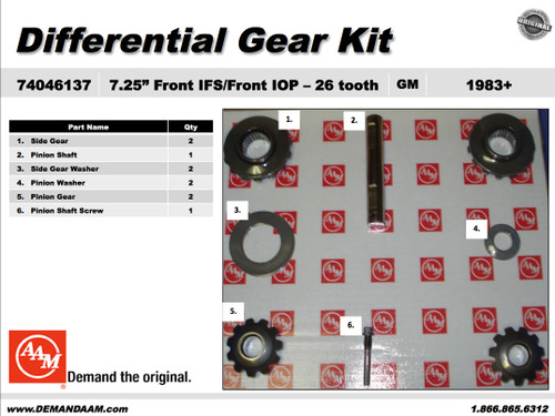 American Axle 74046137 - GM 7.25 inch Spyder Gear Kit 26 Spline Differential
