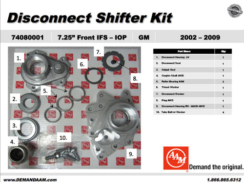 American Axle 74080001 - GM 7.25 inch All Wheel Drive Independent Front Suspension Oil Pan Mounted Disconnect Shifter Kit