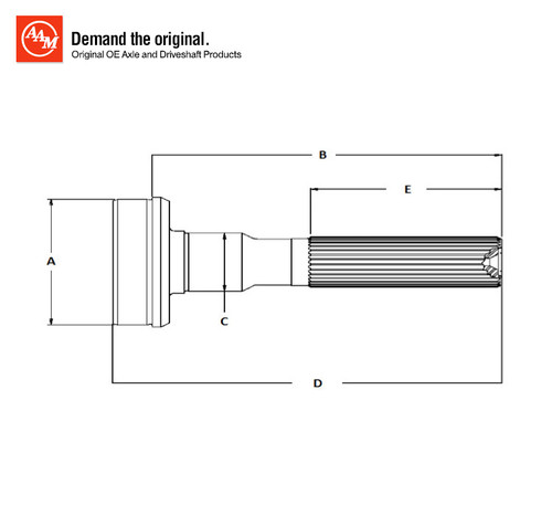 American Axle 40043585 - Spline Shaft, 22 Spline
