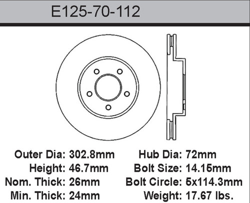 Bendix E12570112 - Front Brake Rotor for Ford Escape