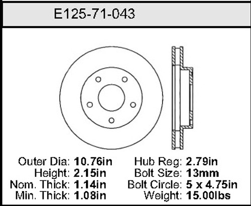 Bendix E12571043 - Chevy GM Front Brake Rotor for Chevy