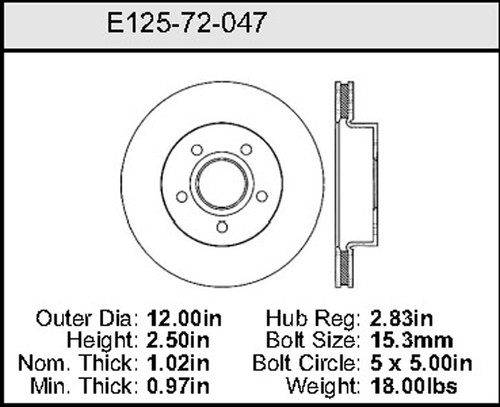 Bendix E12572047 - JEEP GC Front Brake Rotor - High-Performance Disc Brake Replacement