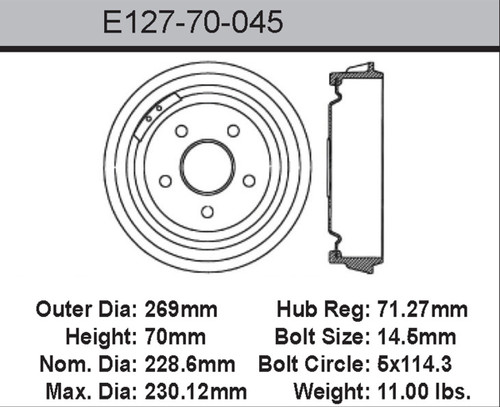 Bendix E12770045 - Premium Rear Brake Drum for Ford Ranger