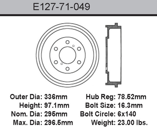 Bendix E12771049 - Chevy 1/2 Ton Rear Brake Drum for Chevy