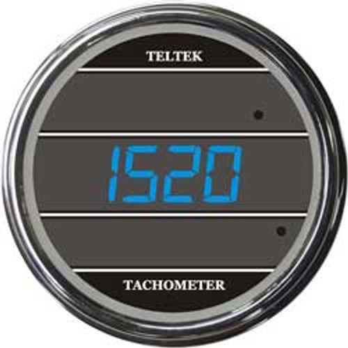 257A TELTEK BLUE TACHOMETER GAUGE CHROME BEZEL