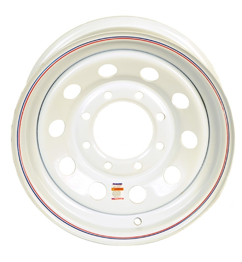 WH166-8WM 16"X6" WHITE STEEL WHEEL