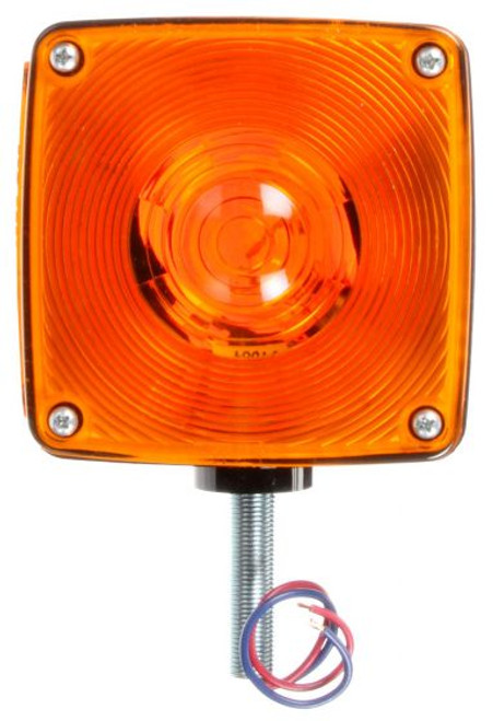 4800 SIGNAL-STAT, INCANDESCENT, RED/YELLOW SQUARE, 2 BULB, DUAL FACE, VERTICAL MOUNT, SIDE MARKER, 3 WIRE, PEDESTAL LIGHT, 1 STUD, STRIPPED END