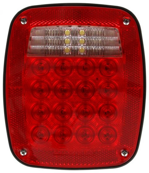 5072 SIGNAL-STAT, LED, RED/CLEAR ACRYLIC LENS, LH, COMBO BOX LIGHT, 3 STUD , LICENSE LIGHT, HARDWIRED, PACKARD /RING TERMINAL, 12V