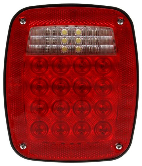 5073 SIGNAL-STAT, LED, RED/CLEAR ACRYLIC LENS, RH, COMBO BOX LIGHT, 3 STUD , HARDWIRED, PACKARD /RING TERMINAL, 12V