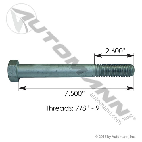 C780712GR8 HENDRICKSON CAP SCREW BOLT 7/8" X 7.5"