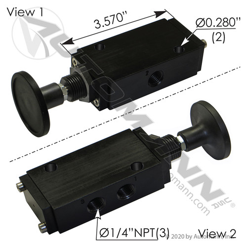 170.V23201 3 WAY 2 POSITION PUSH PULL VALVE