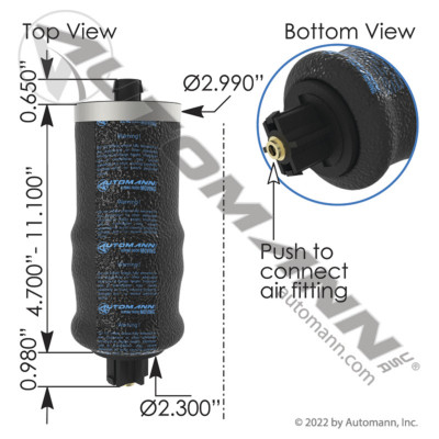 ABSZ70-7093 PETE CAB AIR SPRING 387 99UP - Sadler Power Train Inc