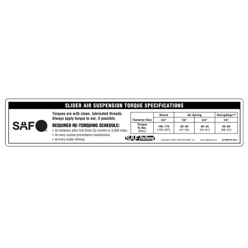 SAF-Holland XL-AR418-01 - Decal Torque Specification