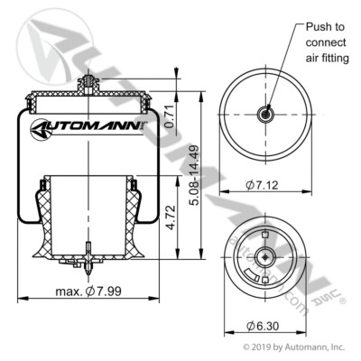 ABSK125-9933 KENWORTH KW T660 AIR BAG AIR SPRING