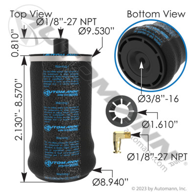 Slatner AIR Rear System16° Carbon Heel ABSZ70-7156K FREIGHTLINER SEAT AIR BAG AIR SPRING - Sadler Power