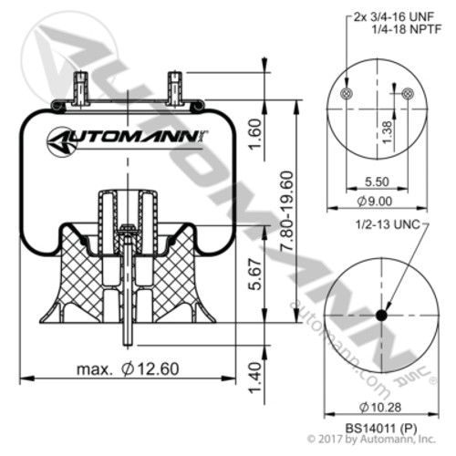 AB1DK23I-P959 HENDRICKSON ROLLING LOBE AIR BAG SPRING