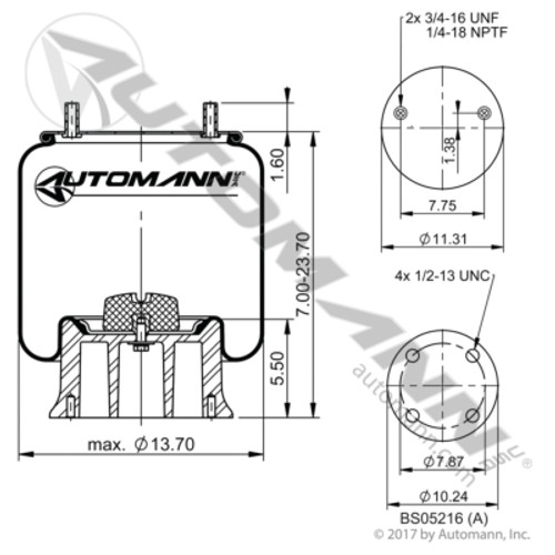 AB1DK28B-A960 RIDEWELL ROLLING LOBE AIR BAG SPRING