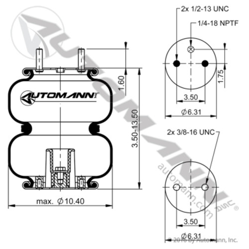 ABSP2B12RA-6393 DOUBLE CONVOLUTED AIR SPRING