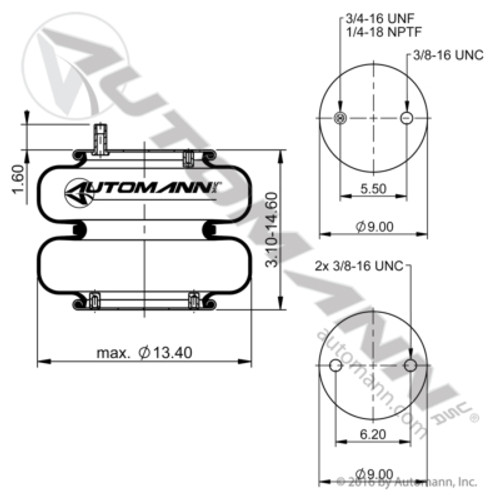 ABSP2B22RA-7472 AIR SPRING DOUBLE CONVOLUTED