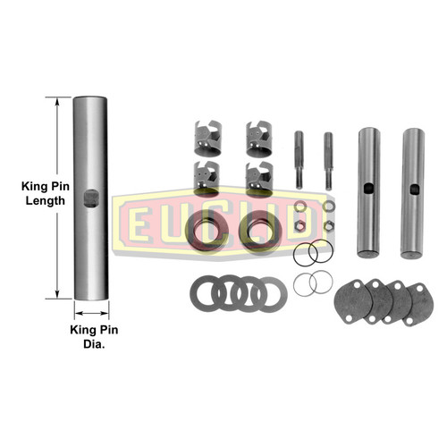 Euclid E-4443B - King Pin Kit with Bronze (Ream) Bushings, 1.607" Diameter x 7.888" Length, Single Draw Key
