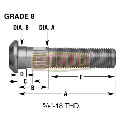 E-8946-L WHEEL END HARDWARE - LEFT HAND WHEEL STUD