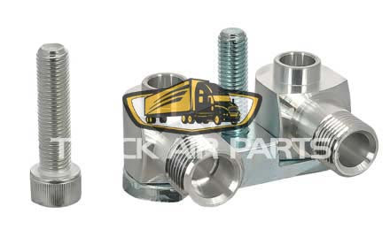 TruckAir Parts 03-6518 - Sanden FLX7 Swivel Manifold, 5H14 / 7H15, Vertical O-Ring, #8 / #10 Male, #8 / #10 MIO Connection