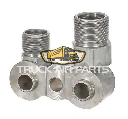 TruckAir Parts 03-6519 - Universal Manifold, Vertical O-Ring, with #10 and #12 Fittings